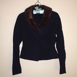 Vintage 1950s ILGWU wool blazer fur collar